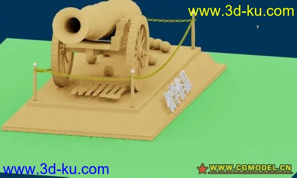 初学3D做的大炮模型的图片2