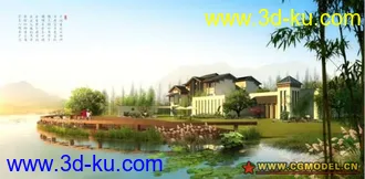 一套漂亮的别墅，会所酒店模型的图片