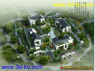 一套漂亮的别墅，会所酒店模型的图片