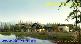 一套漂亮的别墅，会所酒店模型的图片