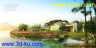 一套漂亮的别墅，会所酒店模型的图片
