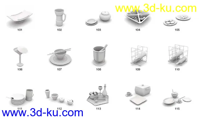 盆碗碟等一些家居饰品模型的图片1