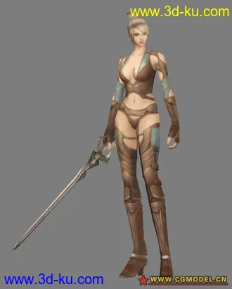 3D打印模型网游战士MM一名，带武器的图片