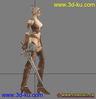 3D打印模型网游战士MM一名，带武器的图片