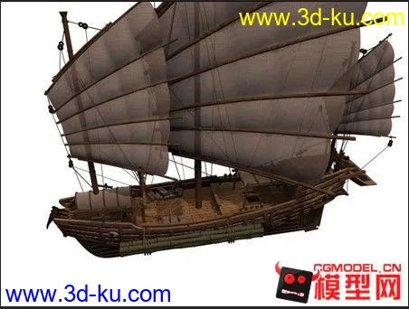 大型木质帆船（带贴图）模型的图片1