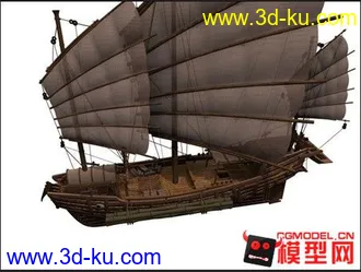 3D打印模型大型木质帆船（带贴图）的图片