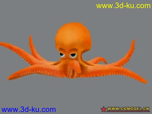 带骨骼动画的卡通章鱼模型的图片1