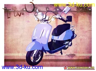 3D打印模型maya文件摩托车 带材质的图片