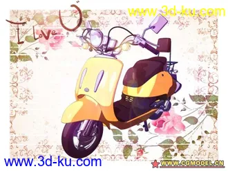 3D打印模型maya文件摩托车 带材质的图片