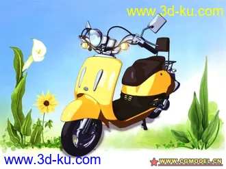 3D打印模型maya文件摩托车 带材质的图片