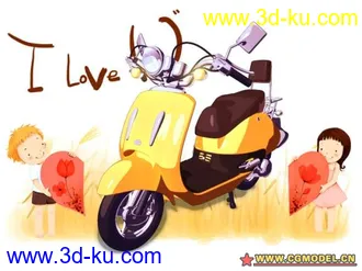 3D打印模型maya文件摩托车 带材质的图片