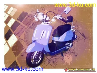 3D打印模型maya文件摩托车 带材质的图片