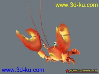 3D打印模型卡通简模小龙虾，绑定骨骼的图片