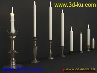 蜡烛和烛台3D模型的图片