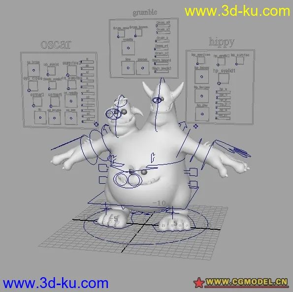 绑定得不错的一个三头怪模型的图片1