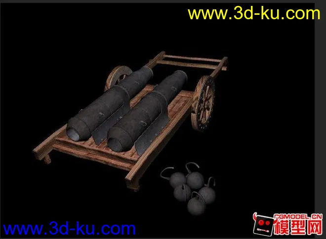 古代木质炮车模型的图片1