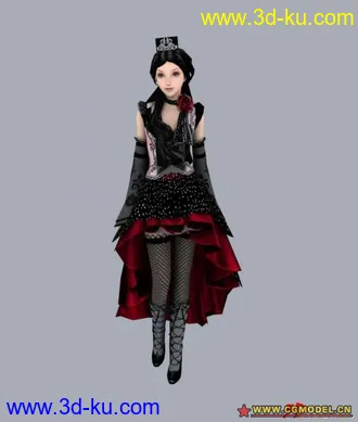 3D打印模型经典哥特式服装美女,游戏低模(带贴图)的图片
