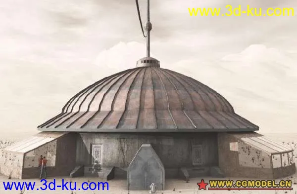 蒙古风格圆顶建筑模型的图片1