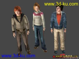 3D打印模型Harry Potter 哈利波特和他的两个朋友的图片
