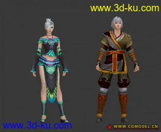 龙OL的男女角色模型的图片