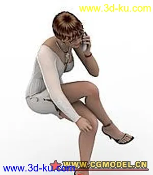 3D打印模型坐姿时尚美女   高精 带材质的图片