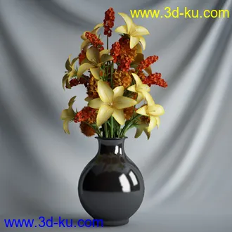 盆景模型,盆栽模型,鲜花模型,花瓶模型,玫瑰,仙人掌,百合等模型20个的图片
