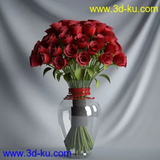 盆景模型,盆栽模型,鲜花模型,花瓶模型,玫瑰,仙人掌,百合等模型20个的图片