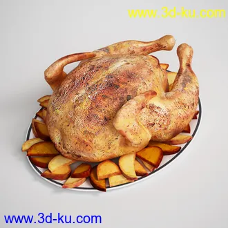 食物模型合集,肉类,蔬菜,面包,点心,果汁,碗碟,餐具,烧鸡,披萨,水果,蛋糕,饼干,米饭等20个模型的图片
