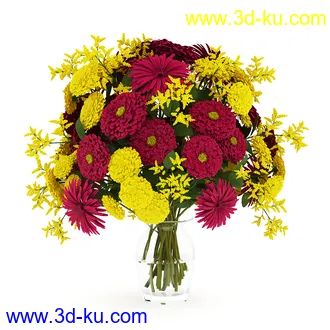 花卉模型合集,牵牛花,玫瑰,蝴蝶兰,水仙花,菊花,玻璃花瓶,陶瓷花瓶,花樽,君子兰等花模型20个的图片