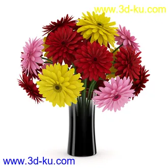 花卉模型合集,牵牛花,玫瑰,蝴蝶兰,水仙花,菊花,玻璃花瓶,陶瓷花瓶,花樽,君子兰等花模型20个的图片