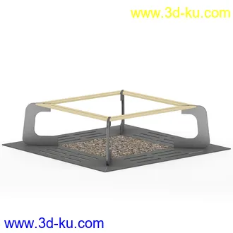 街道设施,公共物品,石椅,长椅,圆形椅子,垃圾桶,灯柱,街灯,路灯,防护栏,格子地面,围栏等模型41个的图片29