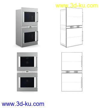 厨房设备,厨房电器,吊灯,抽油烟机,电磁炉,扫地机,洗地机,烤箱,烘焙机,消毒碗柜,冰柜,洗碗槽等模型25个的图片9