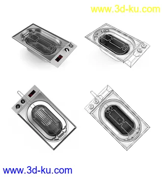 厨房设备,厨房电器,吊灯,抽油烟机,电磁炉,扫地机,洗地机,烤箱,烘焙机,消毒碗柜,冰柜,洗碗槽等模型25个的图片12