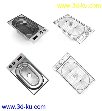 厨房设备,厨房电器,吊灯,抽油烟机,电磁炉,扫地机,洗地机,烤箱,烘焙机,消毒碗柜,冰柜,洗碗槽等模型25个的图片14