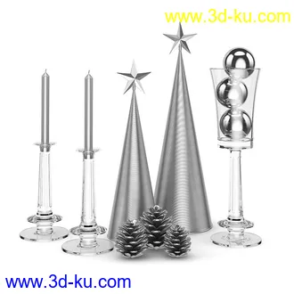 圣诞节物品,花环,彩带,圣诞饰品,圣诞树,铃铛,礼物合,巧克力,蜡烛,圣诞挂饰,装饰品等模型30个的图片23