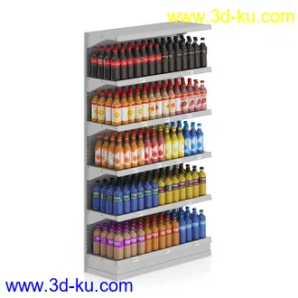 超市设施模型,货架,商品,衣服,水果,蔬菜,小推车,手拉车,冰柜,衣架等模型25个的图片4