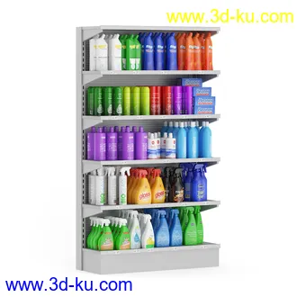 超市货物模型,百货,零售商品,日用商品,水果,面包,书籍,货架,冷饮,收银台,不锈钢栏杆,购物篮子等模型31个的图片26