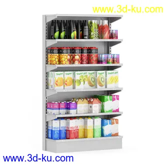 超市货物模型,百货,零售商品,日用商品,水果,面包,书籍,货架,冷饮,收银台,不锈钢栏杆,购物篮子等模型31个的图片27
