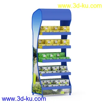 超市货物模型,百货,零售商品,日用商品,水果,面包,书籍,货架,冷饮,收银台,不锈钢栏杆,购物篮子等模型31个的图片29