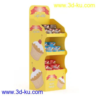 超市货物模型,百货,零售商品,日用商品,水果,面包,书籍,货架,冷饮,收银台,不锈钢栏杆,购物篮子等模型31个的图片30