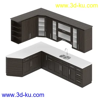 厨房家具模型合集,组合柜,厨柜,组合家具等模型21个的图片1