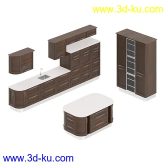 厨房家具模型合集,组合柜,厨柜,组合家具等模型21个的图片2