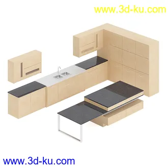 厨房家具模型合集,组合柜,厨柜,组合家具等模型21个的图片
