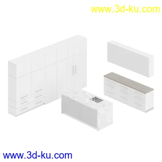 厨房家具模型合集,组合柜,厨柜,组合家具等模型21个的图片