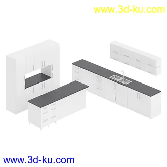 厨房家具模型合集,组合柜,厨柜,组合家具等模型21个的图片