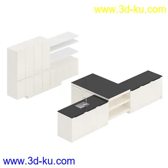厨房家具模型合集,组合柜,厨柜,组合家具等模型21个的图片