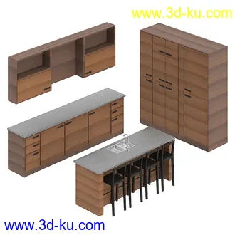 厨房家具模型合集,组合柜,厨柜,组合家具等模型21个的图片