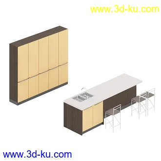 厨房家具模型合集,组合柜,厨柜,组合家具等模型21个的图片