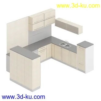 厨房家具模型合集,组合柜,厨柜,组合家具等模型21个的图片