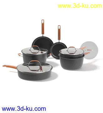 厨房物品模型,平底锅,碗架,碗,罐,碟,调味瓶,厨具,铲,勺子,酱油瓶,不锈钢锅等模型26个的图片